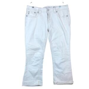 Miss Me Womens Jeans White Denim Mid Rise 'Signature Boot' Stretch 31